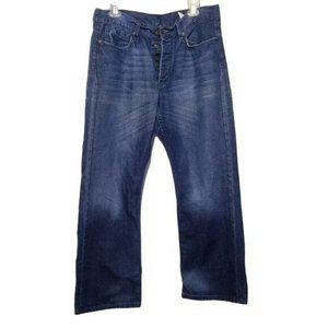 Express X2 Denim Laboratory Mens Blue Jeans Size 34x30 Button Fly, Bootcut Style
